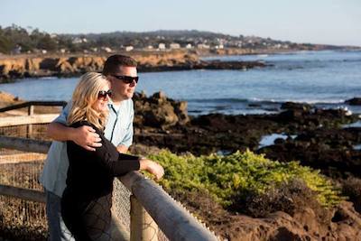 Romantic beach walk in Cambria, Ca